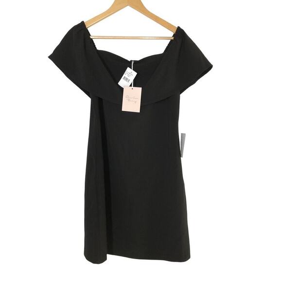 Charles Henry Off The Shoulder Dress Ruffle Shift Mini Black NWT Small - Picture 4 of 11